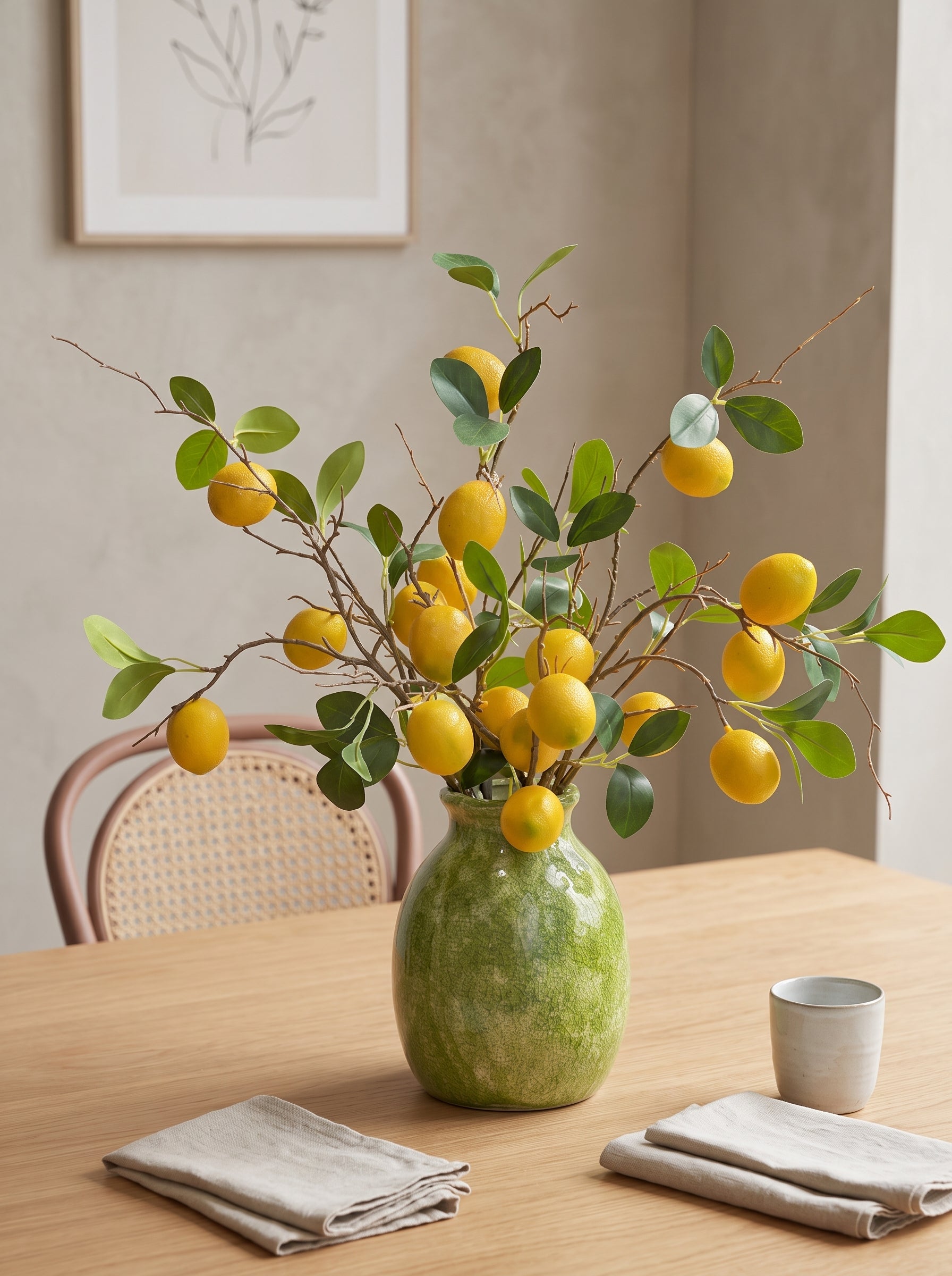 Nordic Mediterranean Sun-Kissed Lemon Branch Artificial Floral Arrangement