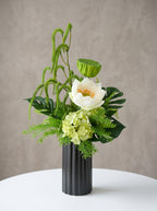 Zen White Lotus and Lotus Pod Botanical Faux Floral Arrangement
