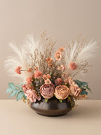 Vintage Terracotta Pampas Rose Botanical Faux Floral Arrangement