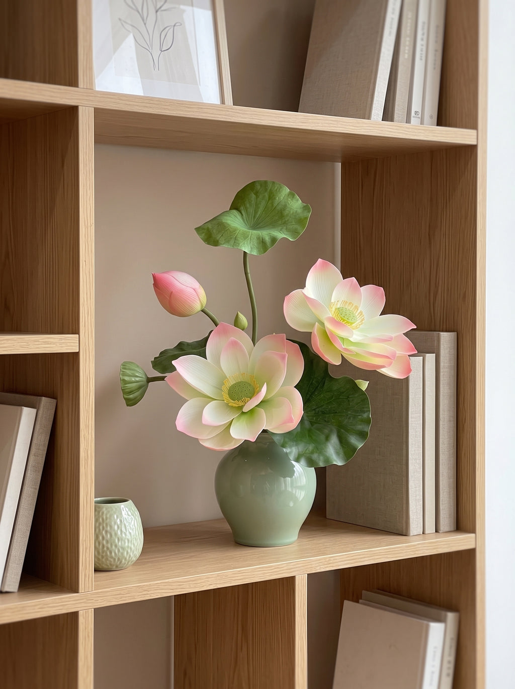 Serene Zen Lotus Bloom Botanical Artificial Floral Arrangement