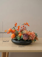 Zen Persimmon and Vintage Rose Botanical Faux Floral Arrangement