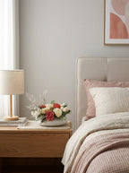 Zen Cream and Dusty Rose Frosted Botanical Faux Floral Arrangement