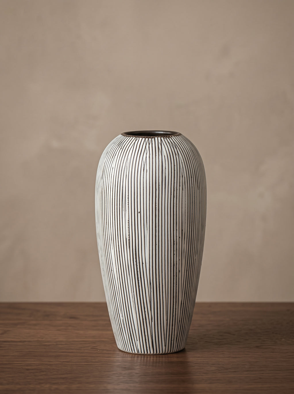 Minimalist Black and White Striped Vase
