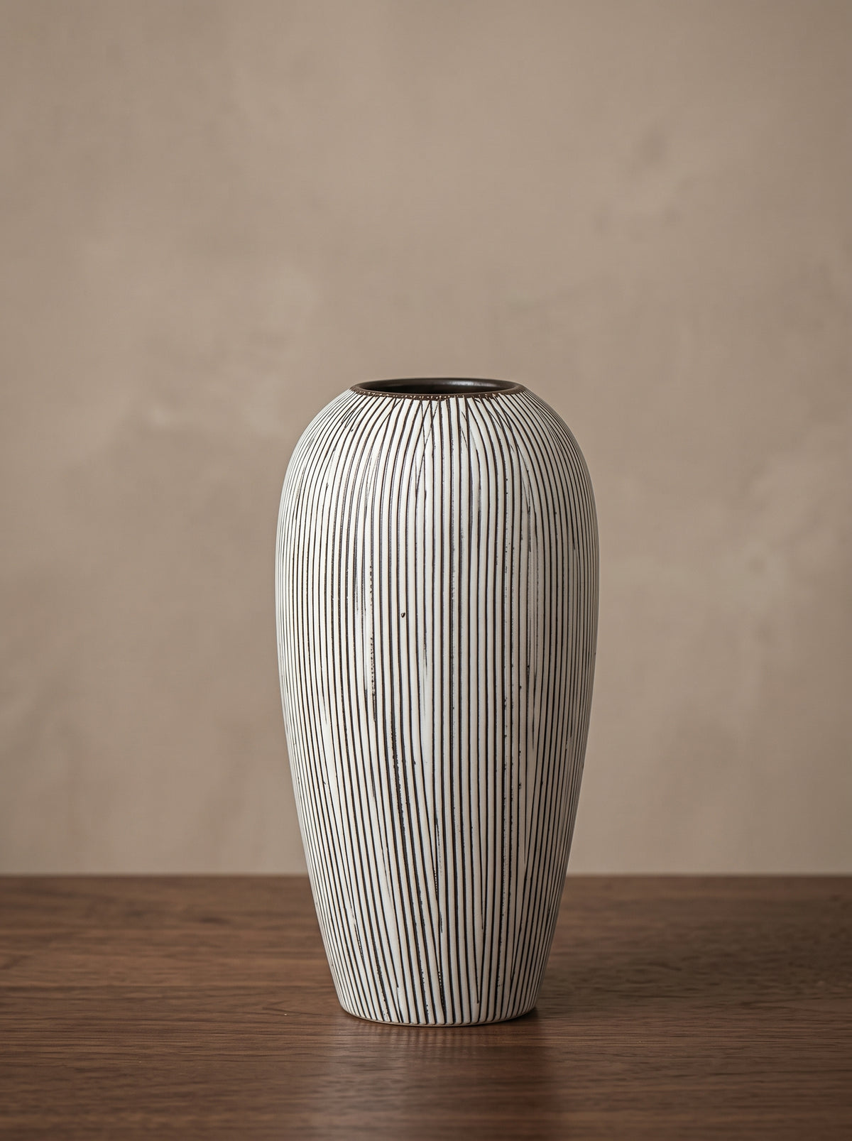 Minimalist Black and White Striped Vase