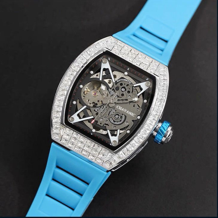Men's Luxury Automatic Watch with Diamond-Set Bezel