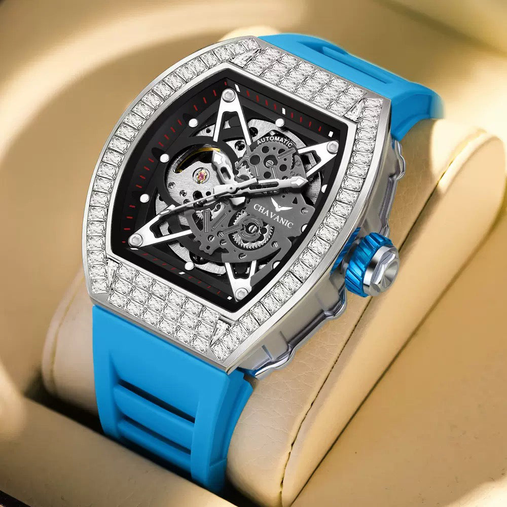 Men's Luxury Automatic Watch with Diamond-Set Bezel
