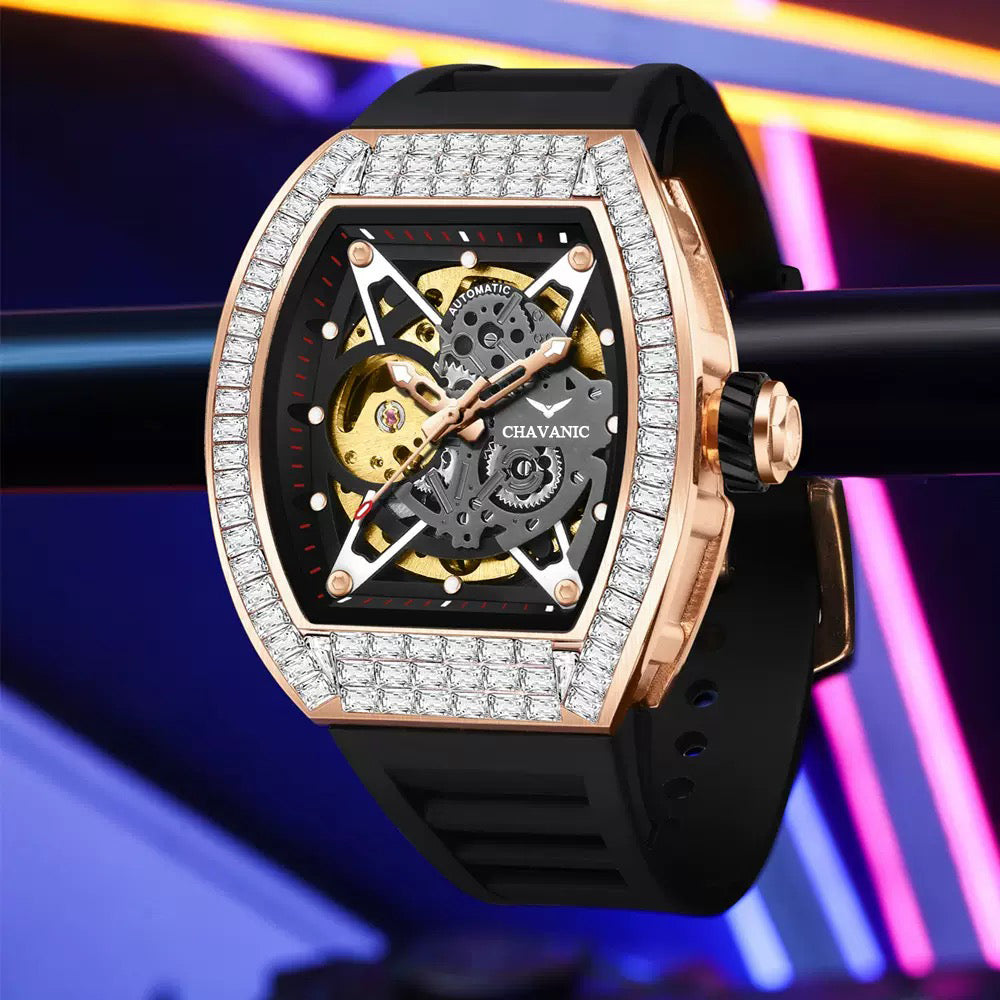 Men's Luxury Automatic Watch with Diamond-Set Bezel