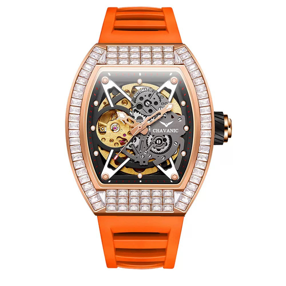Men's Luxury Automatic Watch with Diamond-Set Bezel