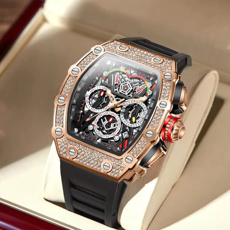 Men's Luxury Nebula Sport Automatic Watch with Diamond-Set Bezel