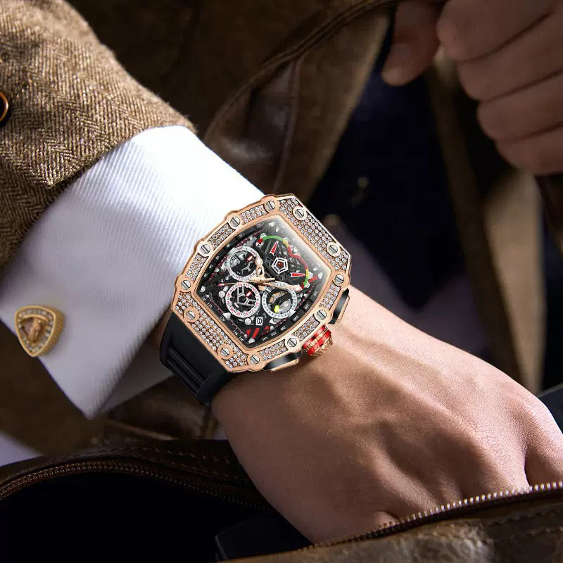 Men's Luxury Nebula Sport Automatic Watch with Diamond-Set Bezel