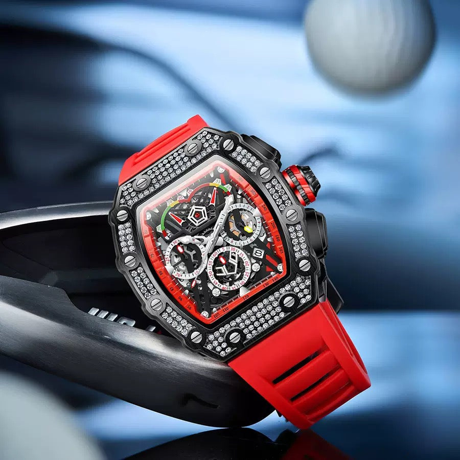 Men's Luxury Nebula Sport Automatic Watch with Diamond-Set Bezel
