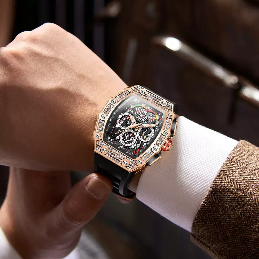 Men's Luxury Nebula Sport Automatic Watch with Diamond-Set Bezel