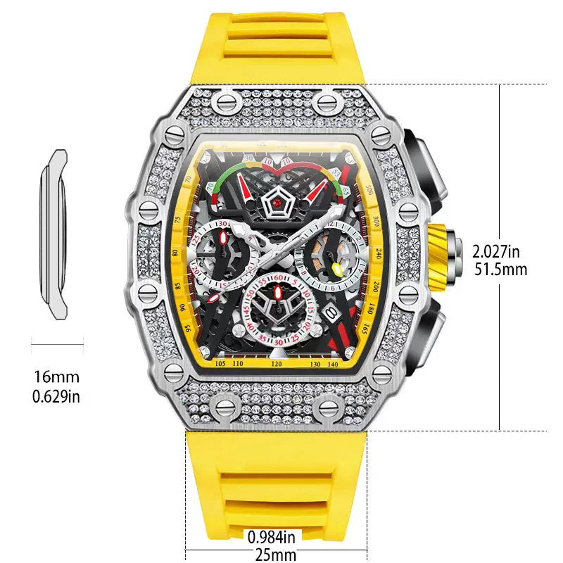 Men's Luxury Nebula Sport Automatic Watch with Diamond-Set Bezel