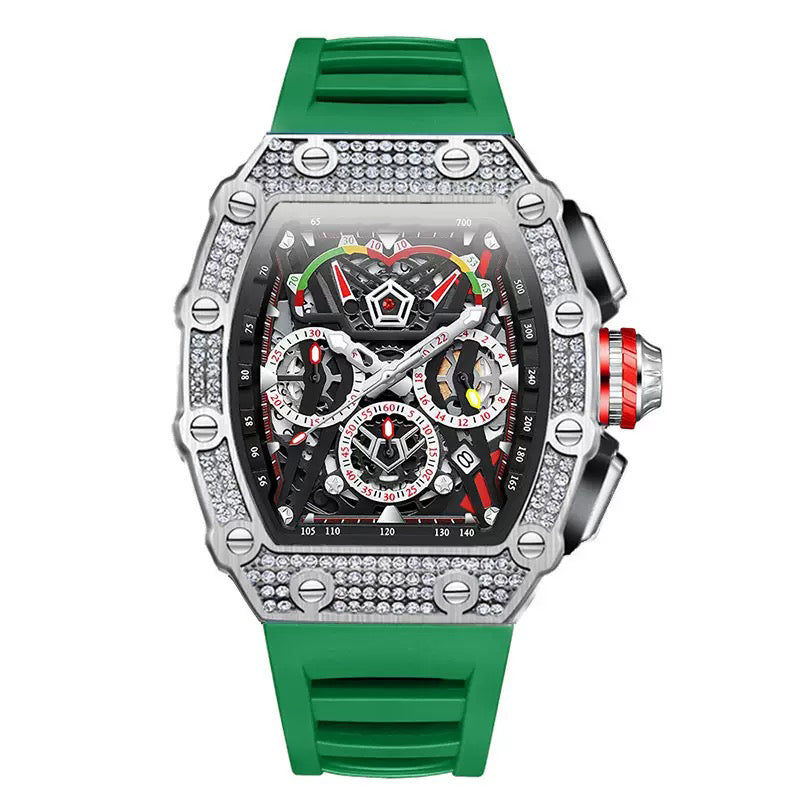 Men's Luxury Nebula Sport Automatic Watch with Diamond-Set Bezel