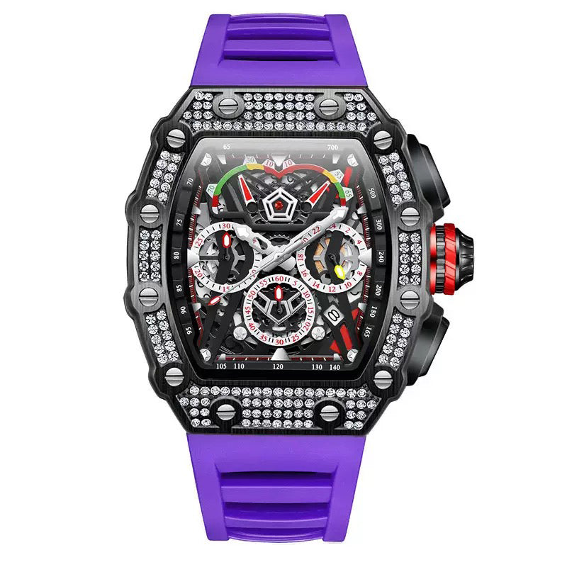 Men's Luxury Nebula Sport Automatic Watch with Diamond-Set Bezel