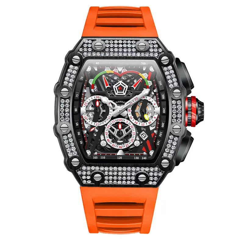 Men's Luxury Nebula Sport Automatic Watch with Diamond-Set Bezel