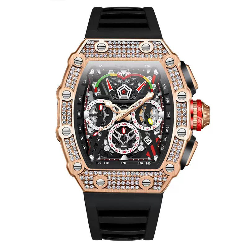 Men's Luxury Nebula Sport Automatic Watch with Diamond-Set Bezel