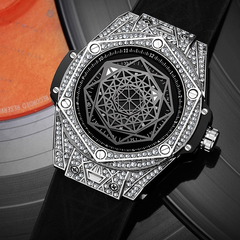 Men's Luxury Velocity Chrono Automatic Watch with Diamond-Set Bezel