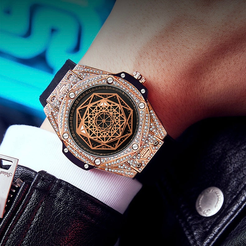 Men's Luxury Velocity Chrono Automatic Watch with Diamond-Set Bezel