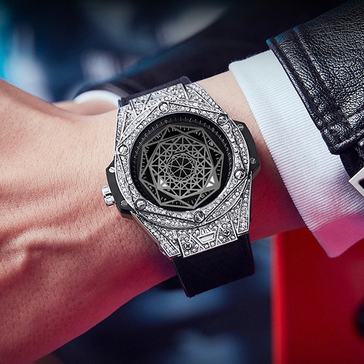 Men's Luxury Velocity Chrono Automatic Watch with Diamond-Set Bezel