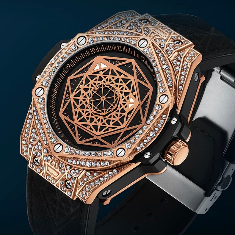 Men's Luxury Velocity Chrono Automatic Watch with Diamond-Set Bezel