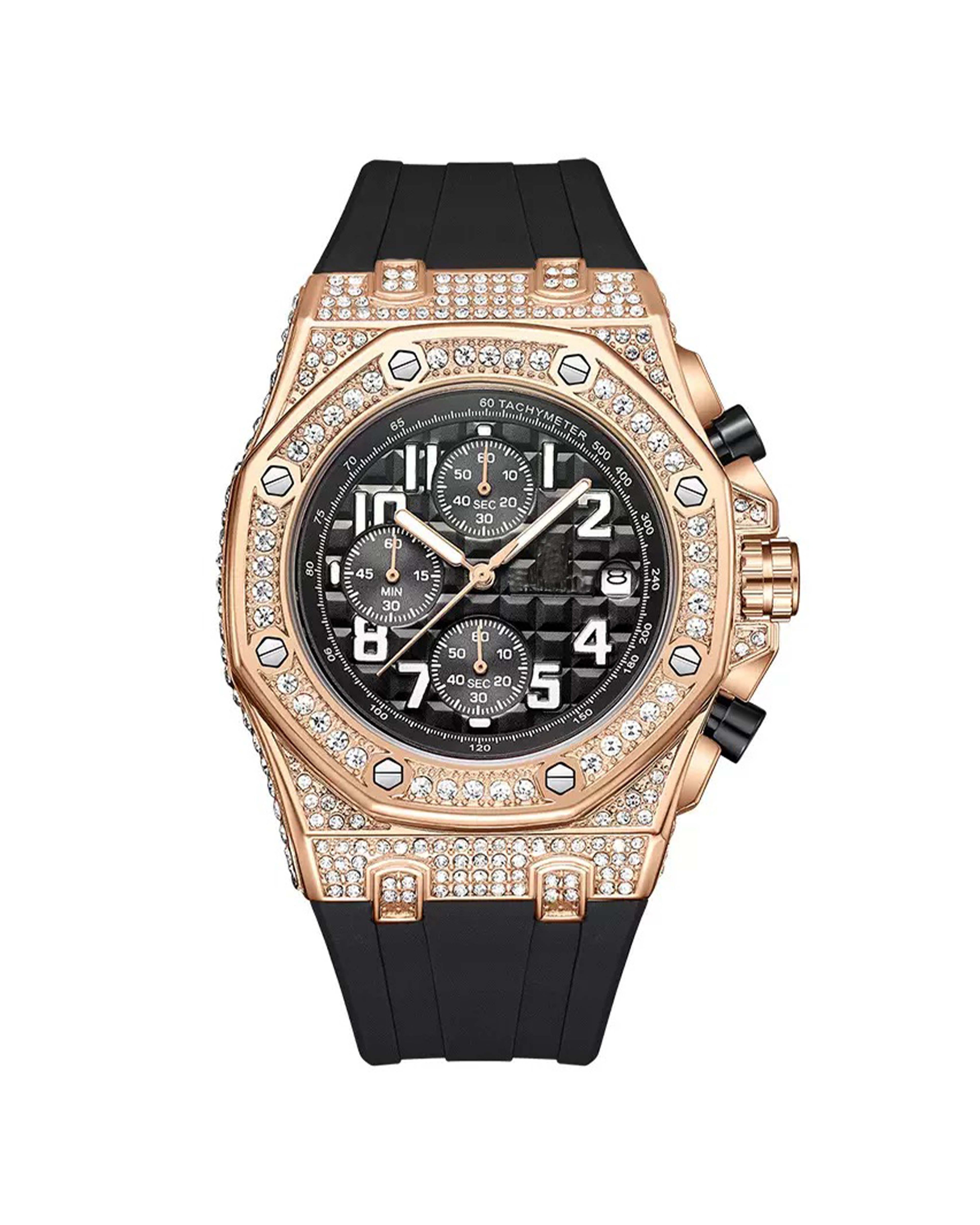 Herren Luxus Rebel X Serie Automatik Uhr mit diamantbesetzter Lünette