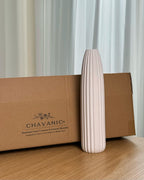 White Ribbed Ceramic Vase