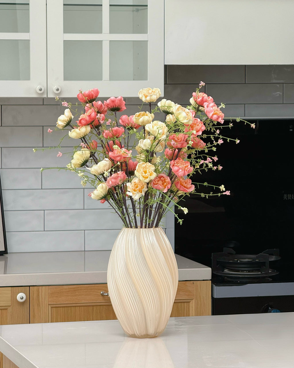 Pastel Yellow & Pink Azalea Artificial Flower Arrangement