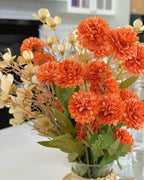 Faux Floral Arrangement - Orange PomPom & Cream Flower