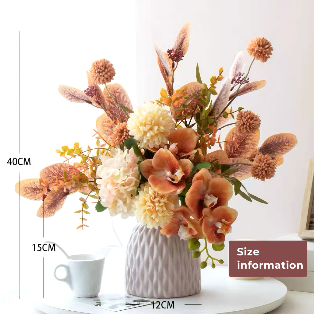 Faux Floral Arrangement - Terracotta Orchid & Multi-Bloom Mix