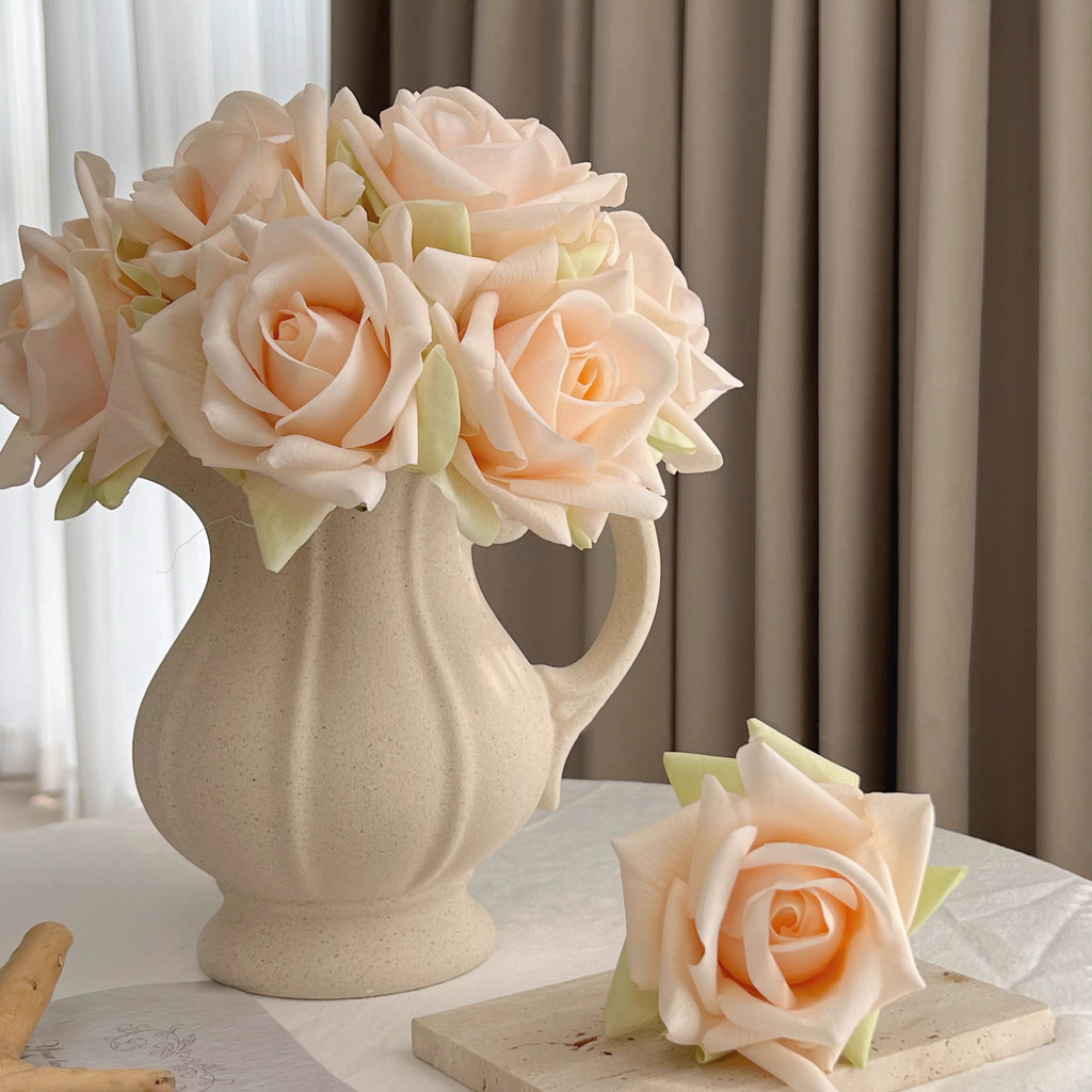 Faux Rose Arrangement - Champagne (10 Stems / 10 Roses)