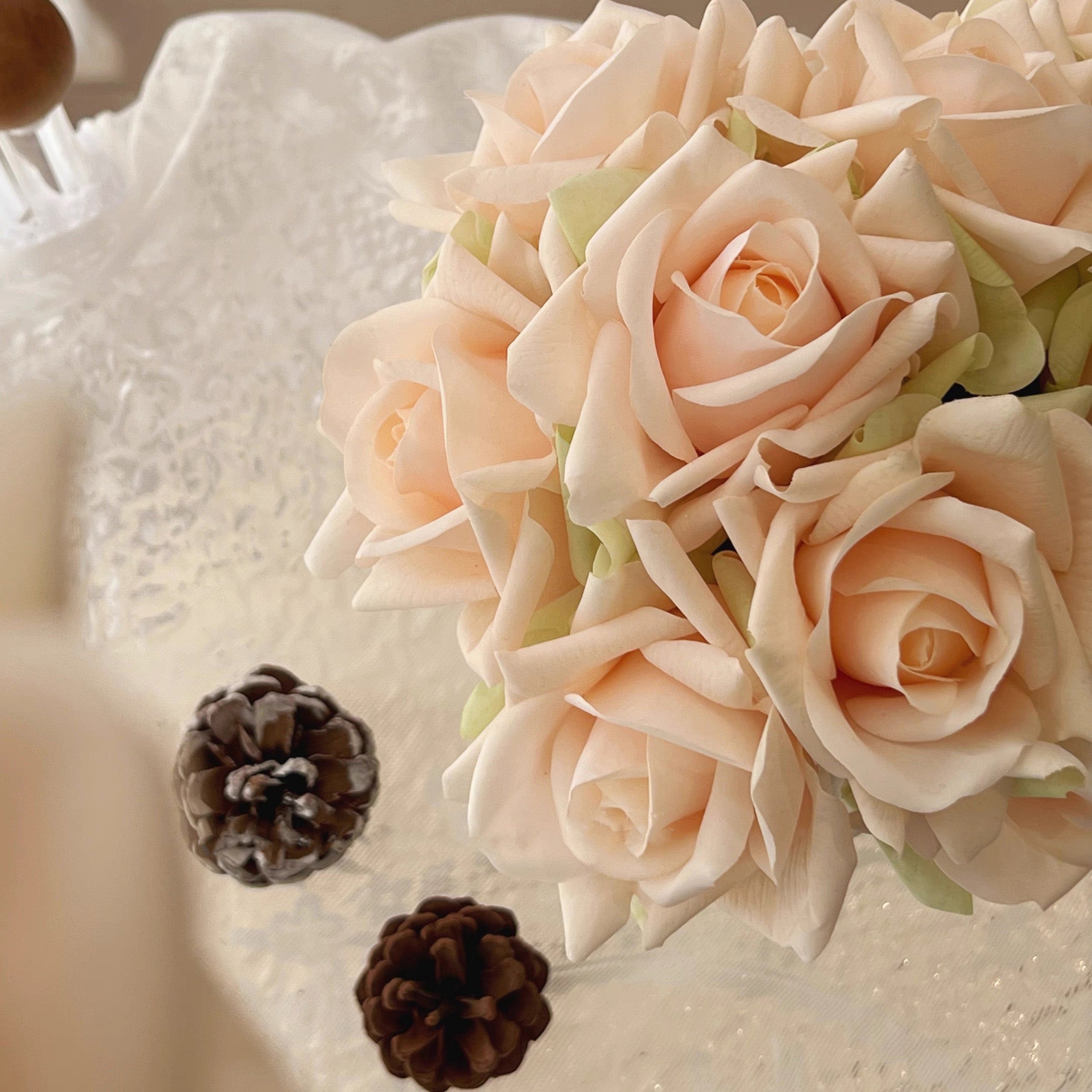 Faux Rose Arrangement - Champagne (10 Stems / 10 Roses)