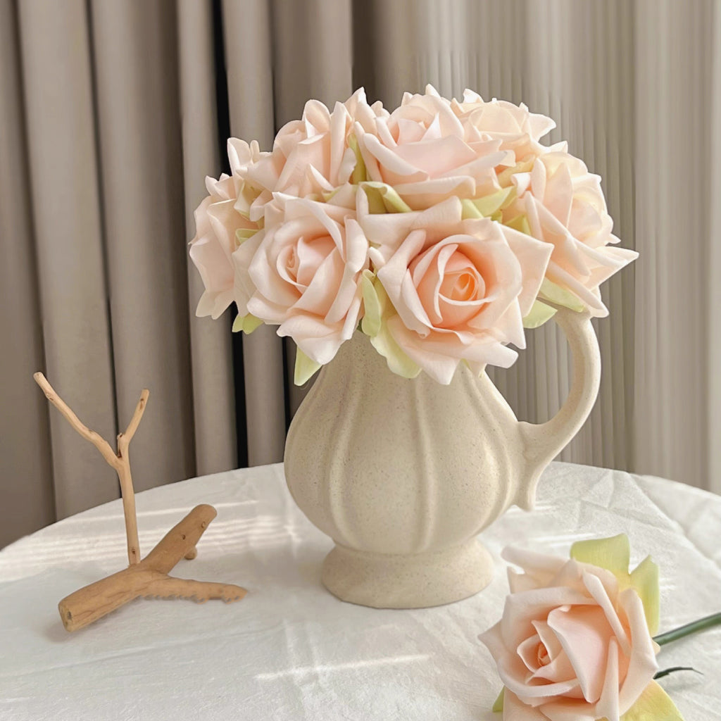 Faux Rose Arrangement - Champagne (10 Stems / 10 Roses)