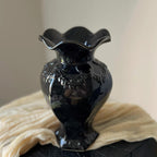 Ruffled Ceramic Vase - Gothic Black