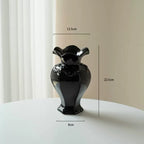 Ruffled Ceramic Vase - Gothic Black