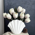 Faux Tulip Arrangement - White (10 Stems / 10 Heads)