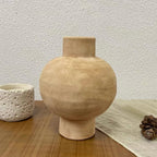 Textured Ceramic Round Vase - Light Yellow