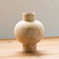 Textured Ceramic Round Vase - Light Yellow