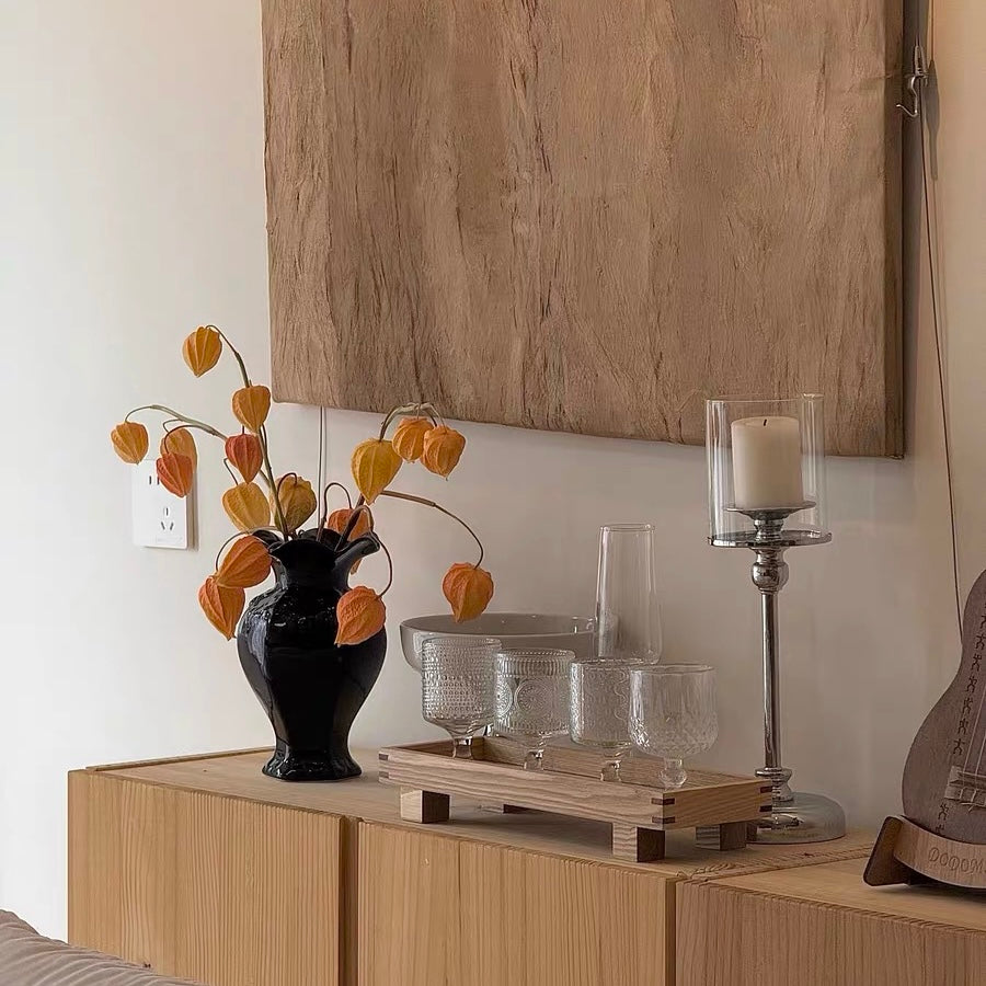 Faux Physalis Flower Arrangement - Light Orange (3 Stems)