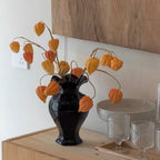 Faux Physalis Flower Arrangement - Light Orange (3 Stems)
