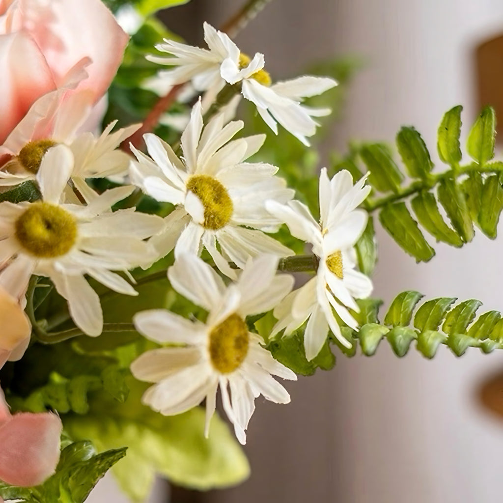 Blush Romance Pink Rose Hydrangea and Daisy Artificial Floral Arrangement