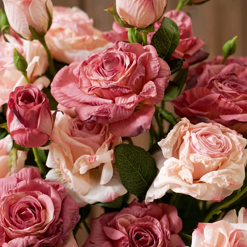 Fuchsia Edged Faux Rose Bouquet