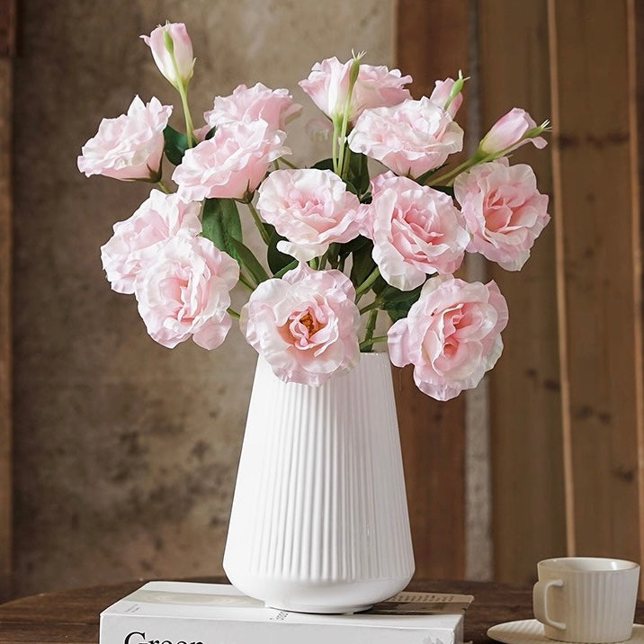 Elegant Pink Lisianthus Faux Floral Arrangement