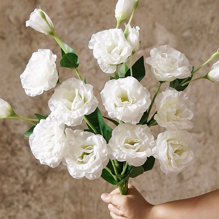 Elegant White Lisianthus Faux Floral Arrangement