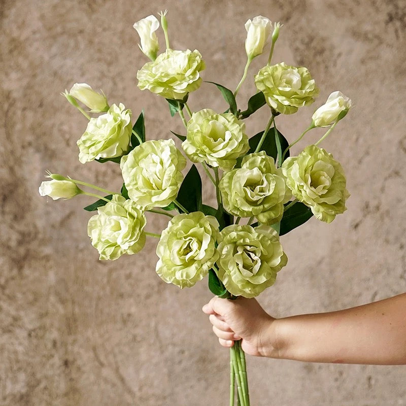 Elegant Green Lisianthus Faux Floral Arrangement
