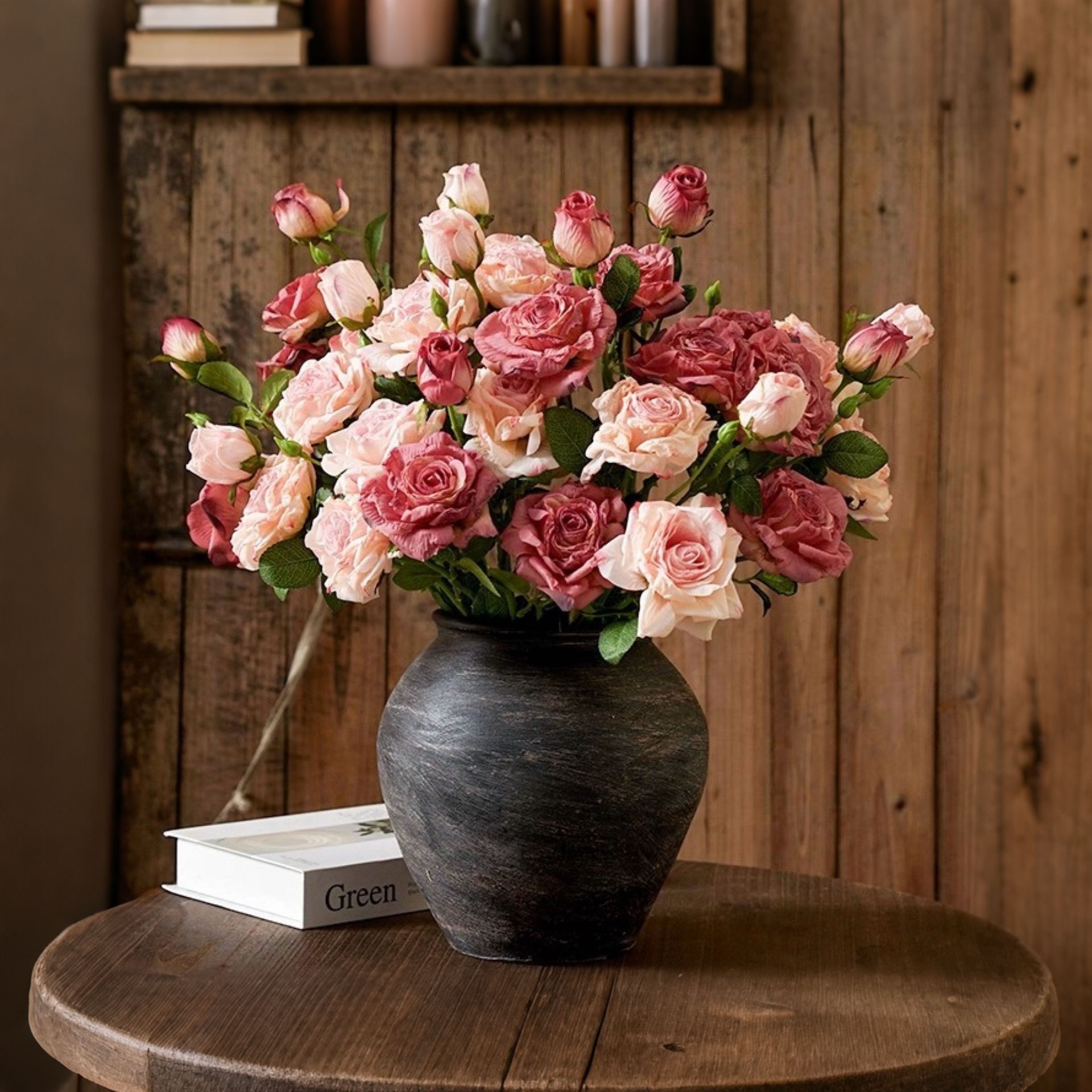Fuchsia Edged Faux Rose Bouquet