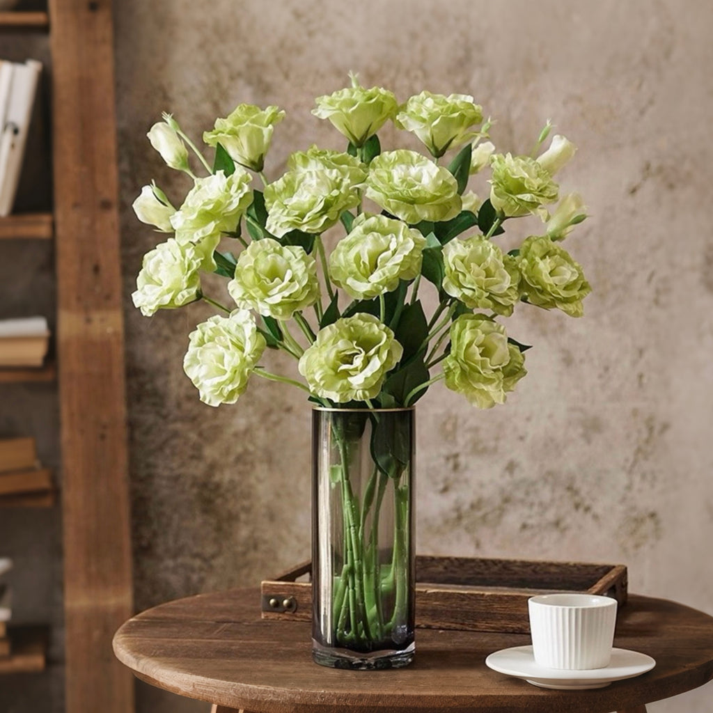 Elegant Green Lisianthus Faux Floral Arrangement