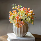 Elegant Orange-Toned Faux Blueberry & Berry Branch Arrangement