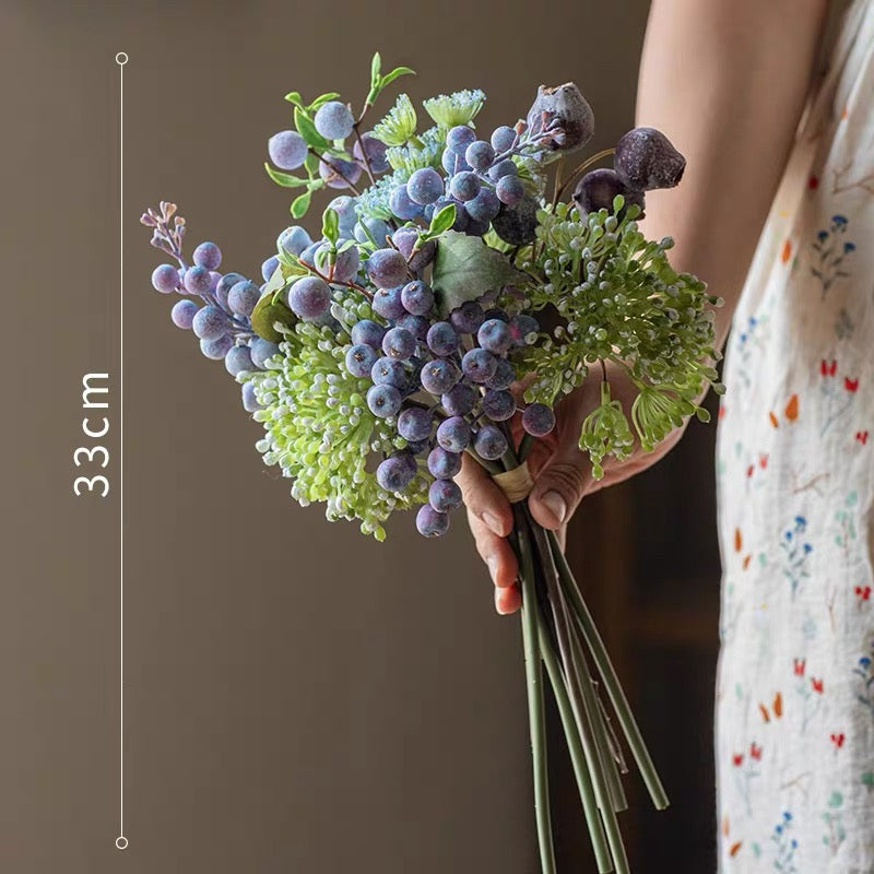 Elegant Blue-Purple Faux Blueberry & Berry Branch Arrangement