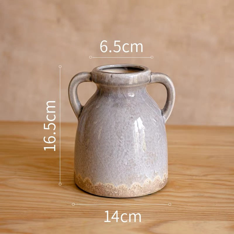 Vintage Double-Handled Ceramic Vase